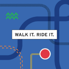 Artwork of roads, pathways and footprints for the Leeds city Council: Walk it Ride it campaign