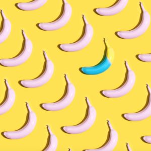 Image of multicoloured bananas.