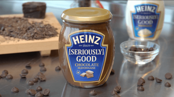 Jar of Heinz branded chocolate mayonnaise.