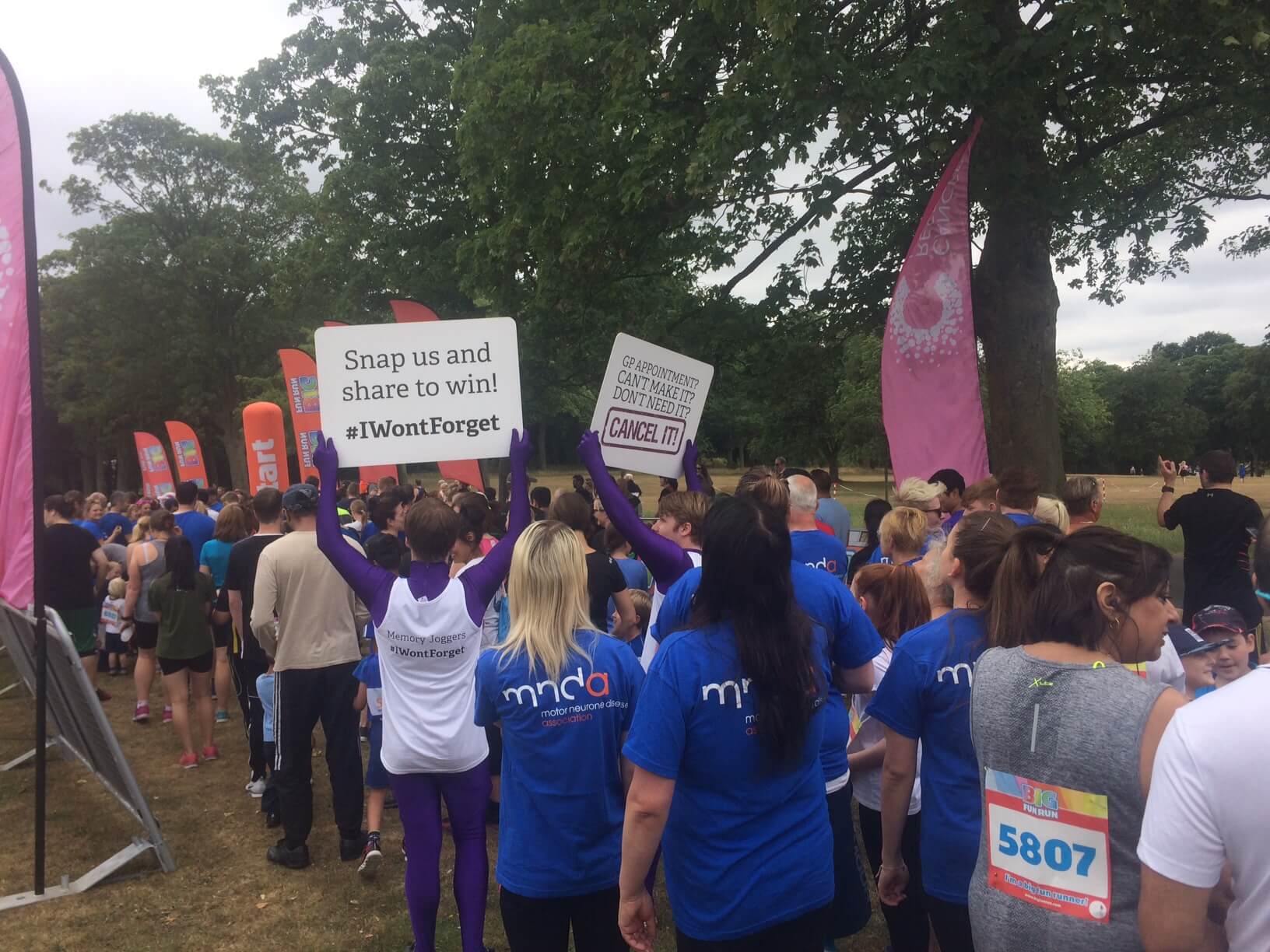 memory joggers taking part in a park run