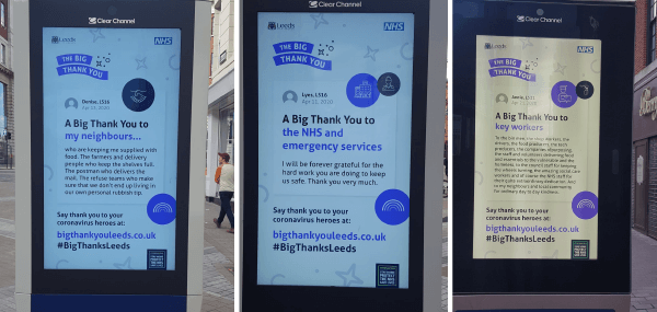 Examples of Big Thank You advertising on bus stops