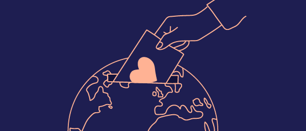 A hand posting a love letter into the Earth