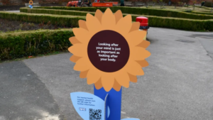 QR Code for NHS and a sunflower