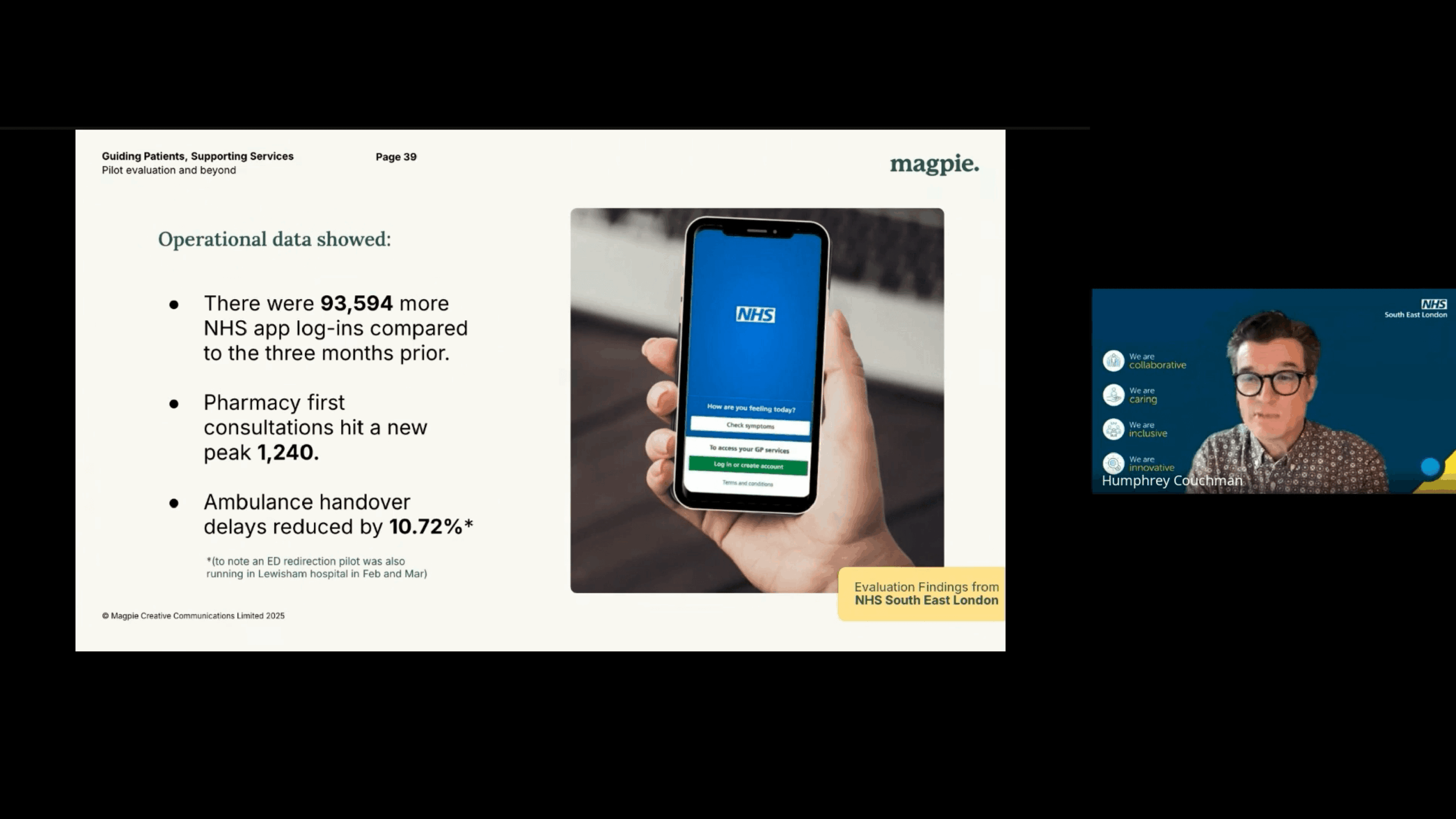 A screenshot of the webinar: Guiding Patients Supporting Services showing app download results