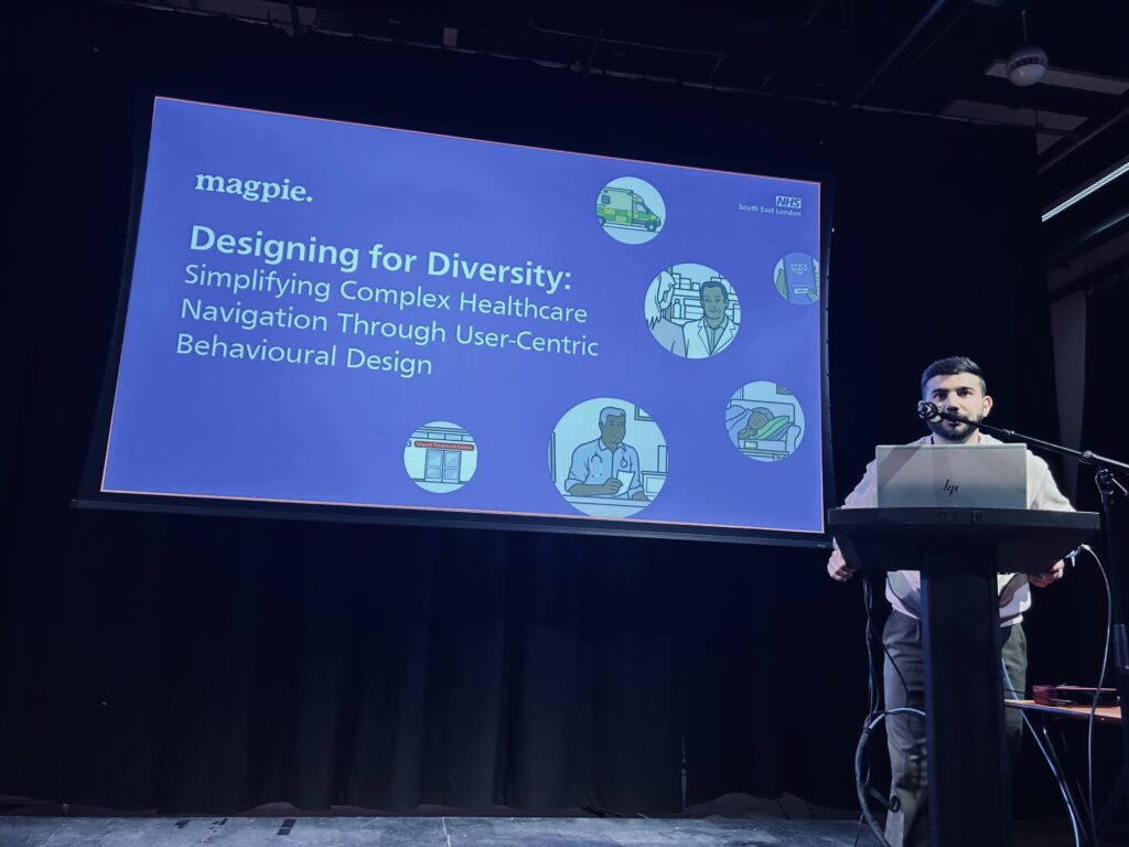 Magpie's Behavioural Strategist, Saransh, presenting the latest impact from a pilot intervention in South East London 