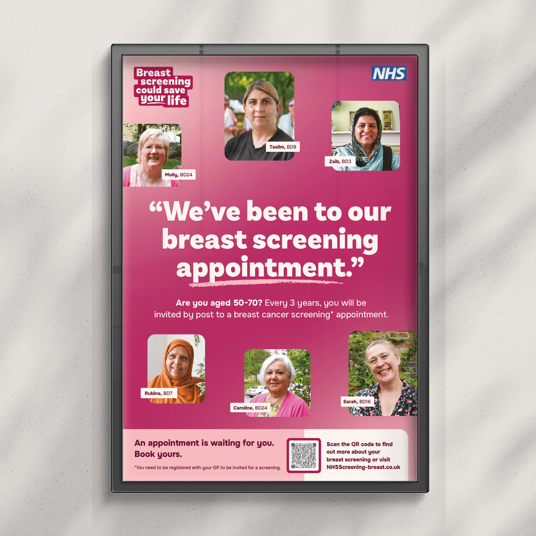 Showing the breast cancer screening poster